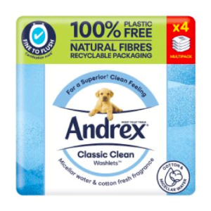 Andrex Classic Clean Flushable Washlets Moist Toilet Tissue Wipes Multipack